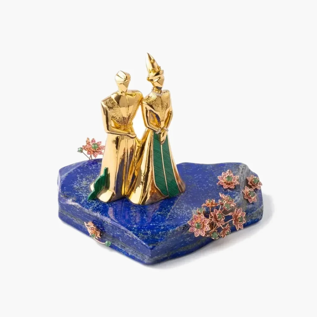 Eternal Union silver and lapis lazuli sculpture by Studio ALOI